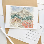 Matterhorn Swiss Alpernas Watercolor Postcard Inbjudan Vykort<br><div class="desc">Ett vackert färgat vykort med texten The Matterhorn i de schweiziska Alpernorna.</div>