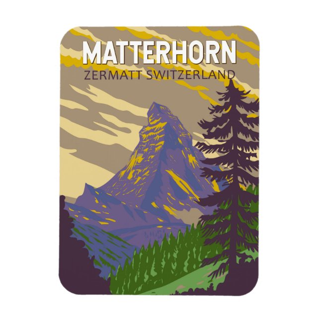 Matterhorn Swiss Travel Art Vintage Magnet (Vertikal)