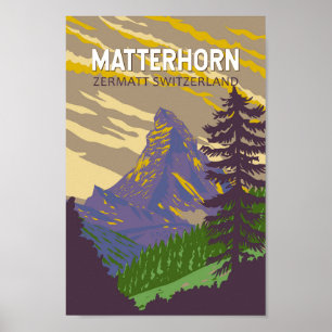Matterhorn Swiss Travel Art Vintage Poster