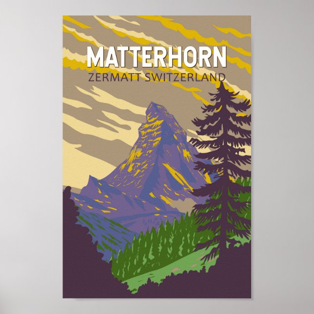 Matterhorn Swiss Travel Art Vintage Poster (Framsidan)
