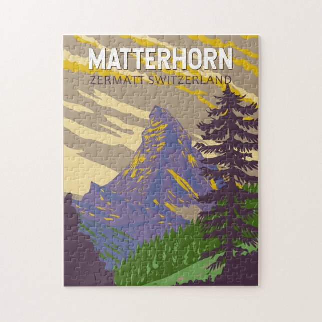 Matterhorn Swiss Travel Art Vintage Pussel (Vertikal)