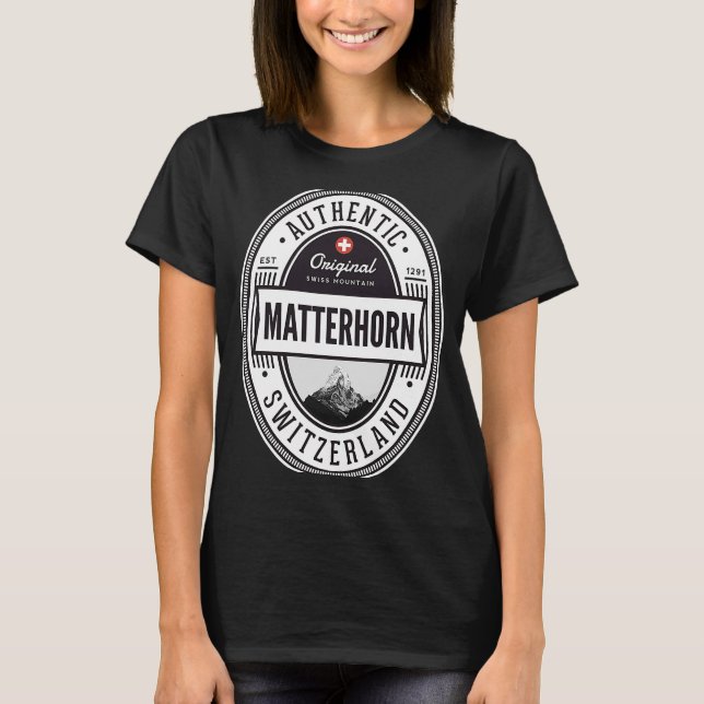 Matterhorn Zermatt Schweiz Hikers Mountaineeri T Shirt (Framsida)