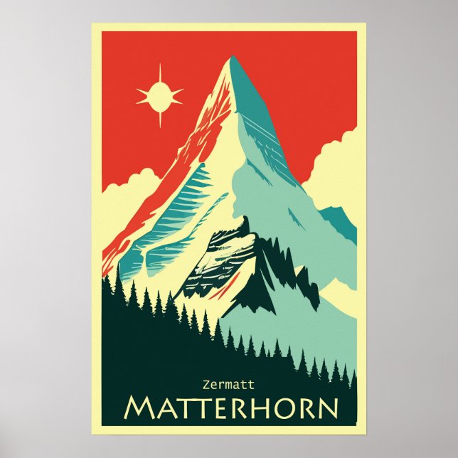 Matterhorn, Zermatt,Schweiz,Ski Poster (Framsidan)