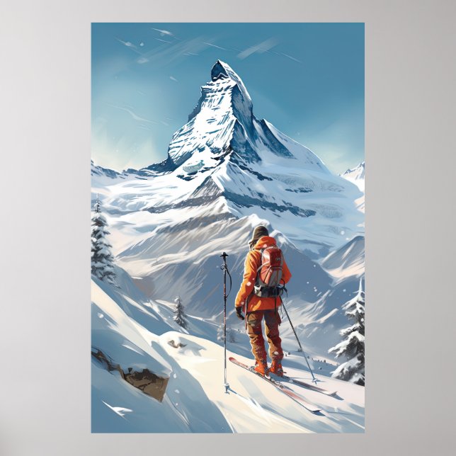 Matterhorn, Zermatt, Schweiz, Ski Poster (Framsidan)
