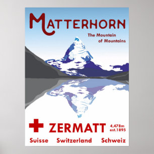 Matterhorn, Zermatt, Schweiz, Ski Poster