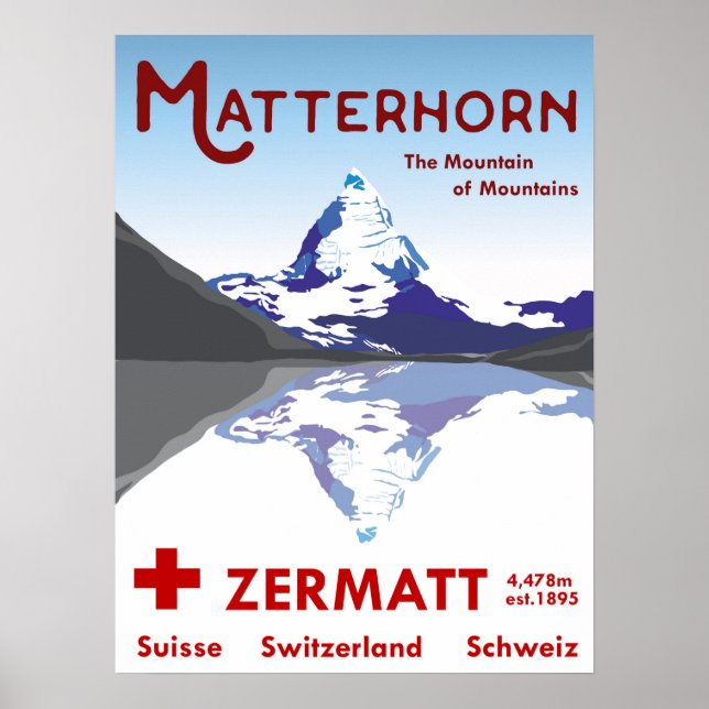 Matterhorn, Zermatt, Schweiz, Ski Poster (Framsidan)