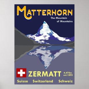 Matterhorn, Zermatt, Schweiz, Ski Poster