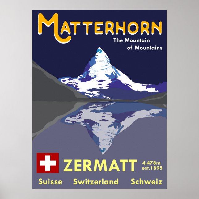 Matterhorn, Zermatt, Schweiz, Ski Poster (Framsidan)