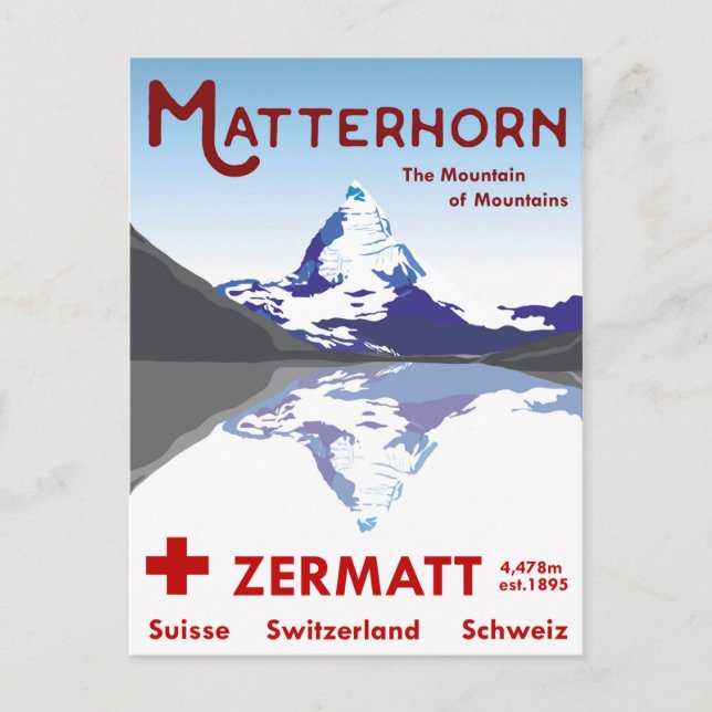 Matterhorn, Zermatt, Schweiz Vykort (Framsida)