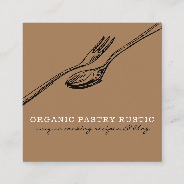 Mattesked logotyp till kookningskock fyrkantigt visitkort (Framsida)