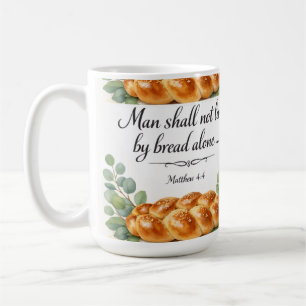 Matteus 4:4 Kök Dekoration Messianskt Judiskt Gåva Kaffemugg