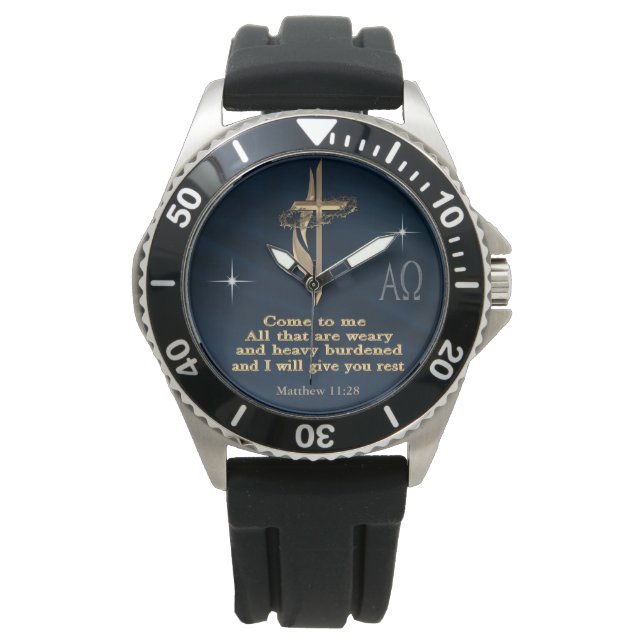 Mattheus 11:28 armbandsur (Framsida)