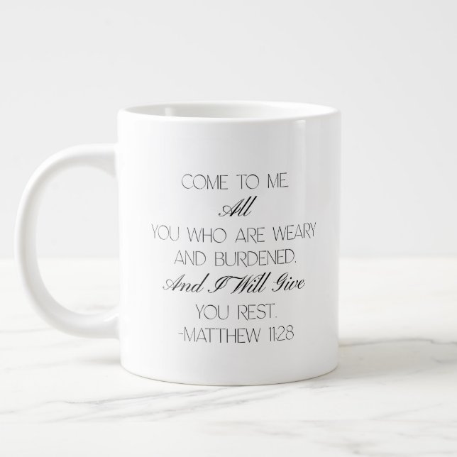 Mattheus 11:28 Hopp Bibelvers Mugg Jumbo Mugg (Vänster)