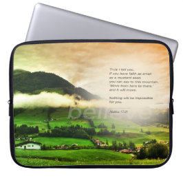 Mattheus 17:20 Flytta berg bibelvers solnedgång Laptop Fodral