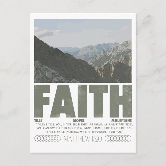 Mattheus 17:20 Tron kan flytta berg Postkort Vykort (Framsida)