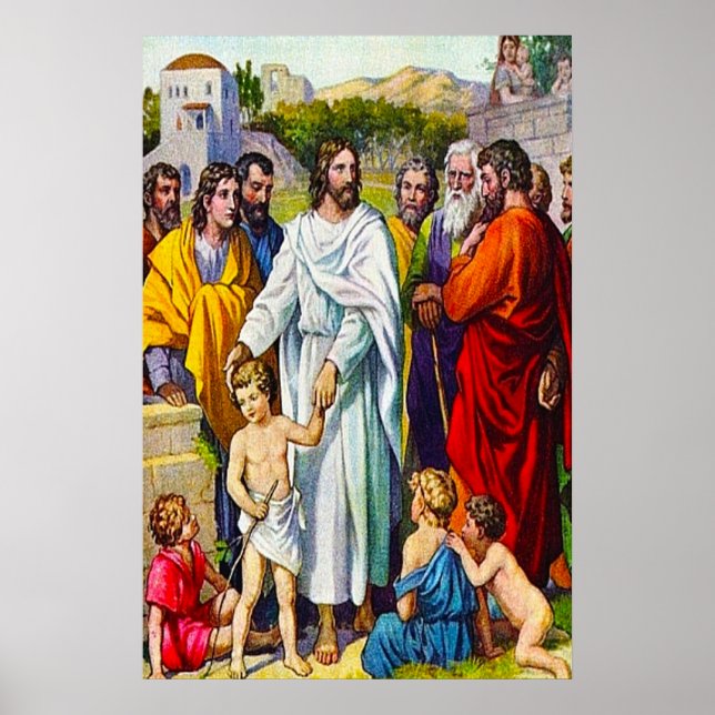 Mattheus 19:13-15 Små barn kommer till Jesus Poster (Framsidan)