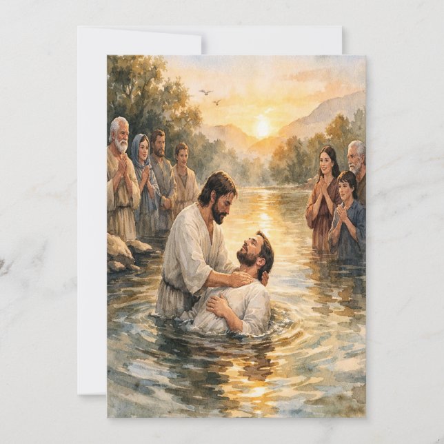 Mattheus 28:19 Dop Anpassningsbart Grattiskort Julkort (Framsida)