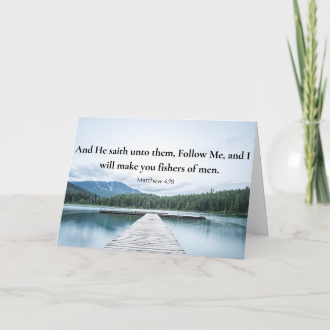 Mattheus 4:19 Följ Mig Jesus Bibelvers Kort (Framsida)