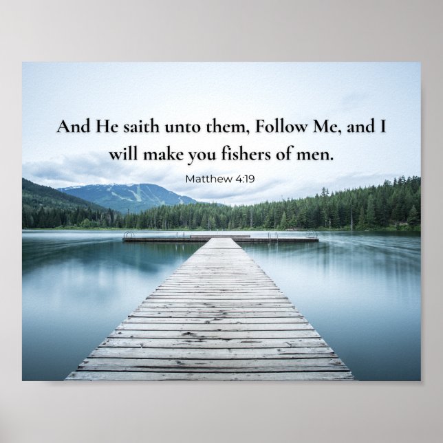 Mattheus 4:19 Jesus Sa Folj Mig Bibelvers Poster (Framsidan)