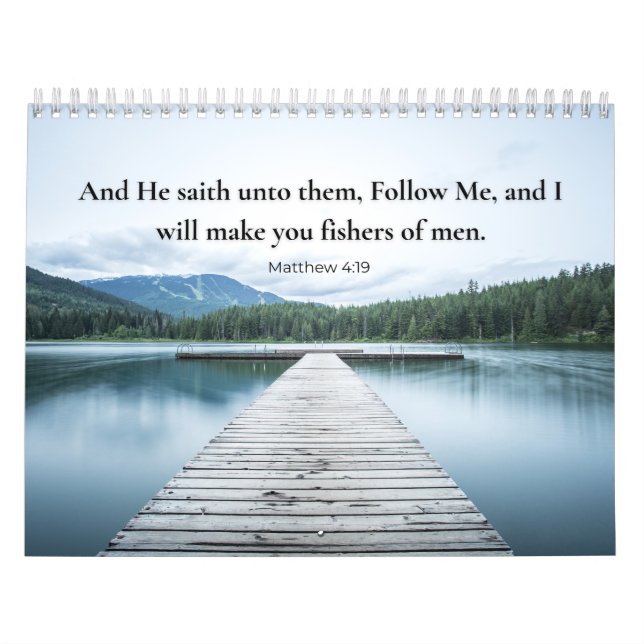 Mattheus 4:19 Jesus Sa Matte Bibelvers Kalender (Omslag)