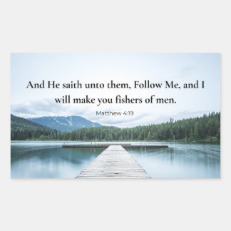Mattheus 4:19 Jesus Sa Matte Bibelvers Rektangulärt Klistermärke