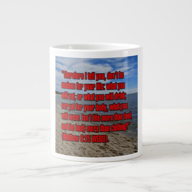 Mattheus 6:25 WEBU Mugg Jumbo Mugg (Framsidan)