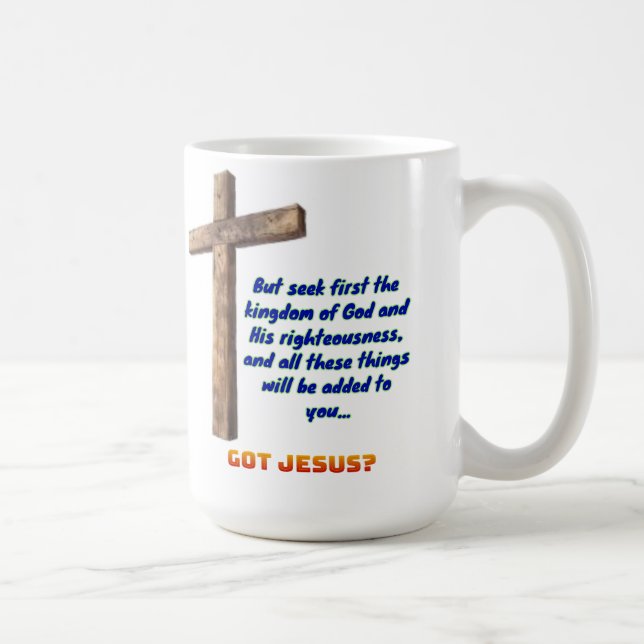 Mattheus 6:33 Cross Kaffemugg (Höger)