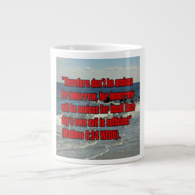 Mattheus 6:34 WEBU Mugg Jumbo Mugg (Framsidan)