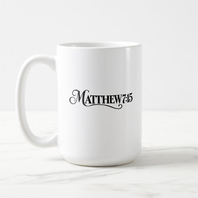Mattheus 7:15 kaffemugg (Vänster)