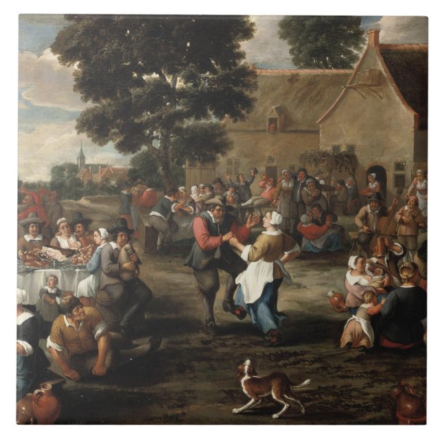 Mattheus van Helmont - En peasants fest Kakelplatta (Framsidan)