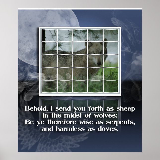 Matthew 10:16 BIBLE QUOTE SHEEP BLAND VARGER Poster (Framsidan)