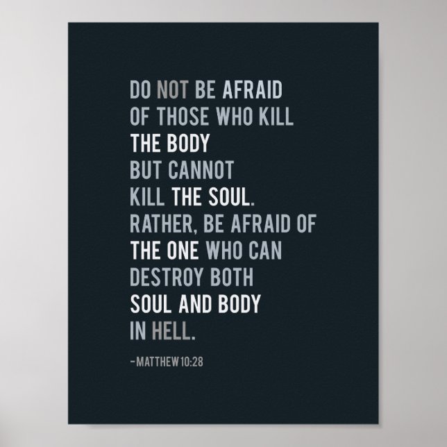 Matthew 10:28 Christian Bible Verse Typography Poster (Framsidan)