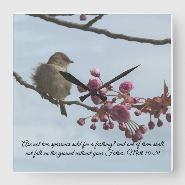 Matthew 10:29 Bible Verse Wall Clock Fyrkantig Klocka (Framsida)