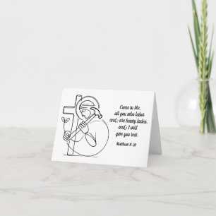 Matthew 11:28 Alla du som arbetar med skript Kort
