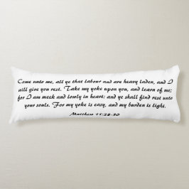Matthew 11:28 Bible Scripture Verse Black & White Kroppskudde