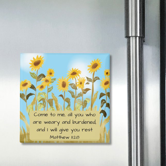 Matthew 11:28 Bible Verse Sunflower Magnet (Skapare uppladdad)