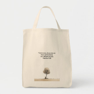 Matthew 11:28 Christian Tote Bag | Faith Gift Bag Tygkasse