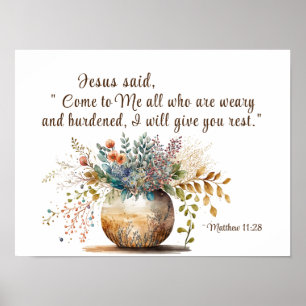 Matthew 11:28 Jesus sa, Kom till mig Bible Verse Poster