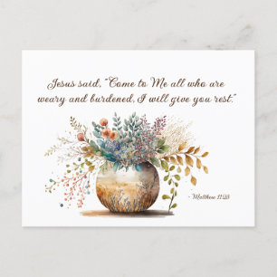 Matthew 11:28 Jesus sa, Kom till mig Bible Verse Vykort