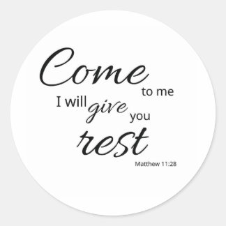Matthew 11:28 Klistermärke | Ge dig vila