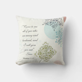 Matthew 11:28 Kom till mig alla som är trötta, Bib Kudde