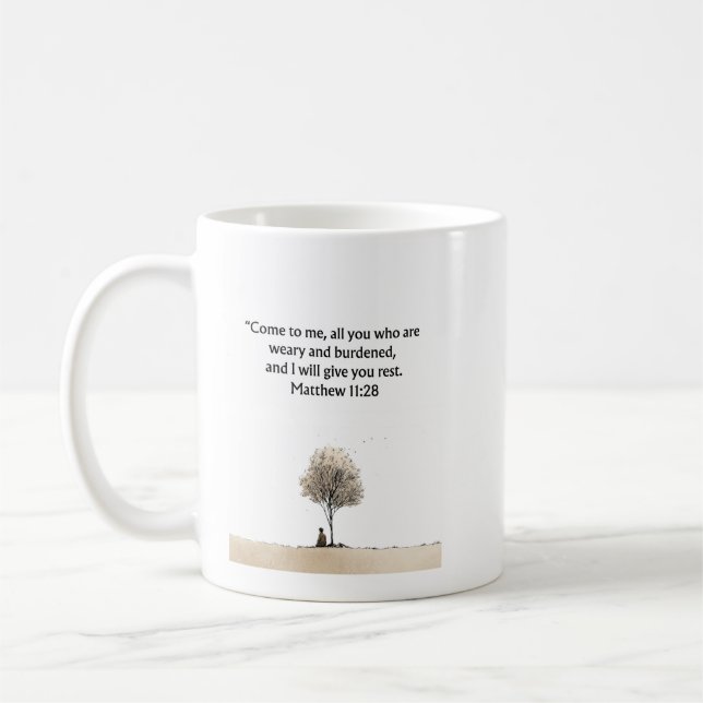 Matthew 11:28 Kristallmugg | Uppmuntringsgåva Kaffemugg (Vänster)