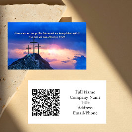 Matthew 11:28 Tre Kor Sunset QR-kod Visitkort