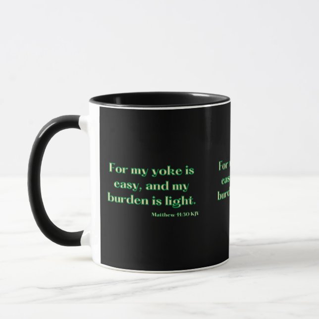 Matthew 11:30 KJV Bible Scripture Two-Tone Mugg (Vänster)