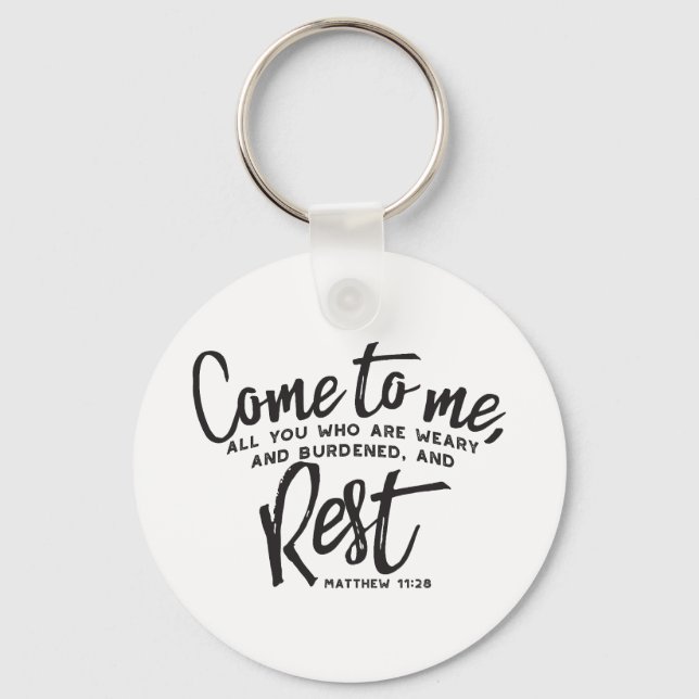 Matthew 11 Bible Verse Nyckelring (Framsida)