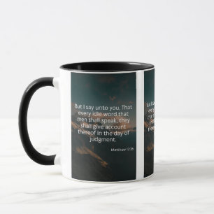 Matthew 12:36 KJV Bible Verse Pic Two-Tone Mugg