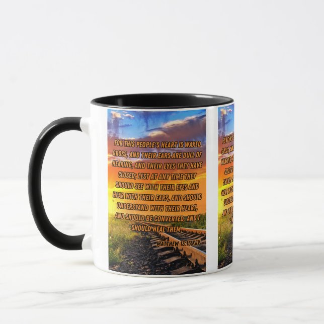 Matthew 13:15 KJV Bible Verse Pic Two-Tone Mugg (Vänster)