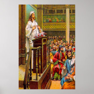 Matthew 13:53-58 Jesus lärare i synagogan Poster