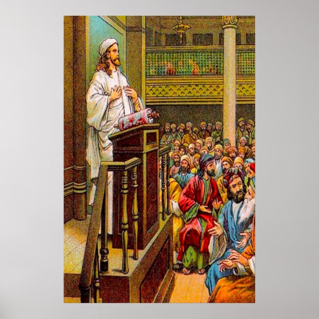 Matthew 13:53-58 Jesus lärare i synagogan Poster (Framsidan)