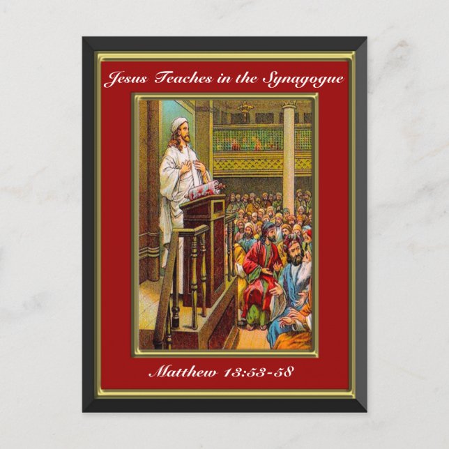 Matthew 13:53-58 Jesus lärare i Synagogue Re Vykort (Framsida)